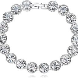 Latest Stylish Platinum Plated Crystal Gift Bracelet for Women and Girls (14609b)-29
