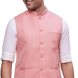 Men's Solid Peach Slim Fit Nehru Jacket-AD-J-510_Peach-image-33