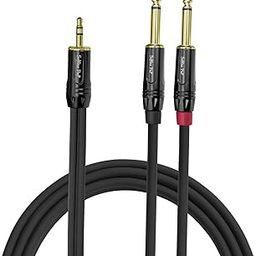 Softline Pro SPY03 3.5MM Stereo to 2 x 6.3MM Jack Mono 10 Ft/3 M Cable,Black-image-16
