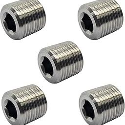 1/4 inch NPT Pipe Plug - Allen Head Plug - SS Pipe Fitting Plug - Internal Hex Plug - NPT Male Thread - SS304 - Pack of 5-image-2