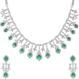 Radiant Green American Diamond Necklace Set|Necklace Set For Women|Women Necklace Set |Gold Necklace Set For Women|American Diamond|Festival|Diwali|Party|Wedding|Gift For Women|-image-80