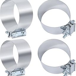 Vitonsbay 4 Inch Exhaust Clamp,4 In Butt Joint Exhaust Muffler Pipe Band Clamp Sleeve Coupler Stainless Steel(4PCS)-image-20