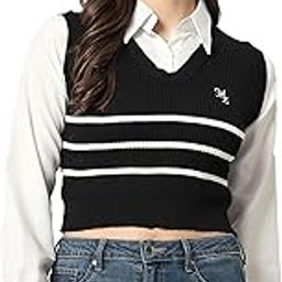 Women's Preppy Style Ribbed Knitted Puff Long-Sleeve Fake Two-Piece Polo Collar T-Shirts Top Vest Sweater DN101 (One Size Fit XS-S-M)-image-73