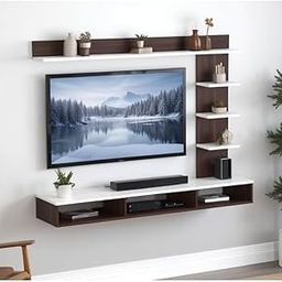 Bros Moon 48 inch MDF C Shaped Wall Mounted TV Unit, Floating Cabinet for Wall for Living Room/Kid's Room/Bedroom Suitable for Upto 48 inches Smart tv (C Style Cabinet, Wenge White)-7