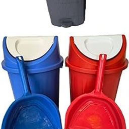 Set of 2 Premium Plastic 11 Ltr Dustbin with Dustpan and Small Kitchen Pedal Dustbin Dry and Wet Garbage Waste bin with Swing Lid Multi Colour-image-93