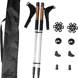 SAZ DEKOR® 2Pcs Mountain Trekking Poles Telescopic Stick for Backpackers Hikers Walking Silver-image-91