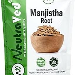 NeutraVed Manjistha Root - 100g, Organic Indian Madder, for Eating also Face and Hair Care, Skin - Ayurvedic Herbs for Men and Women, Packed Clean in Stand-Up Zipper Bag - 100g-image-2
