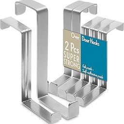 4smile Door Hooks, 3 + 2 Pack - Stainless Steel Door Hanger with Foam + Adhesive Pads - Z-shaped Metal Door Hooks for Hanging on Different Door Widths, Rustproof-image-32