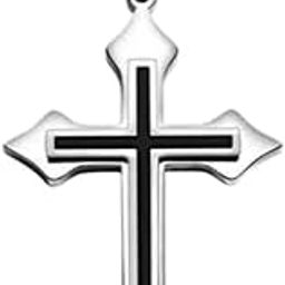 Religious Lord Jesus Christain Christ Cross Black And Silver Stainless Steel Pendant Necklace Chain For Men And Women SPn20221097-image-25