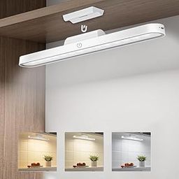 Burmy Plastic Led Cabinet Lights with Magnet,Eye-Protection Study Light,3 Color Led Light,Touch Button Control,2000Mah Battery,Magnetic Installation Led Lights for Wardrobe,Closet,Bedside,White-image-90