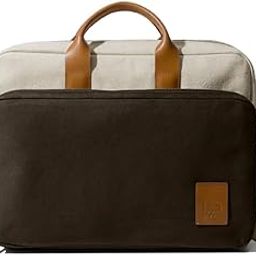 Canvas Commute Laptop Messenger Bag for Men & Women | 100% Cotton | Shoulder Handbag With Trolley Sleeve | Leather Handles | Padded Laptop Compartment For 16"-6