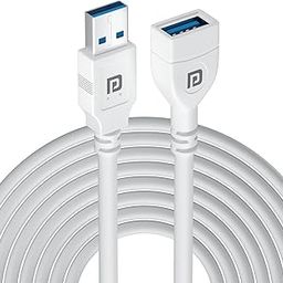 Portronics Uniconnect, 5M USB Extension Cable, Durable USB Type-A Male to Female Cable, PVC Build, Data Transfer & Charging, Compatible with Laptops, PCs, Printers & More, (White)-25