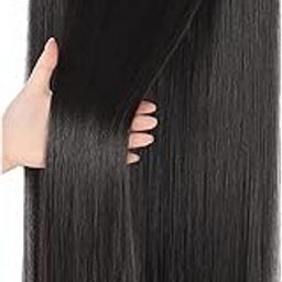 PRAVRAJYA Women Hair Extension Full Head Wig 22 Inch Synthetic Natural Straight Black Hair Pieces with 5 Clip Wig Cheap Fluffy & Not Tangled Women and Girls - (1b# black)-image-92