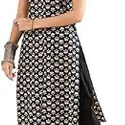 Women's Sleeveless Printed Cotton Kurta with Palazzo - (Brown)-picture-25