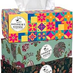 Honest Home 2 Ply Facial Tissue Paper Box Combo | 400 Pulls Total | 1 Box of 200 + 2 Boxes of 100 Pulls | Soft & Absorbent | 100% Natural Virgin Fibre | Green,Yellow, Blue-image-27