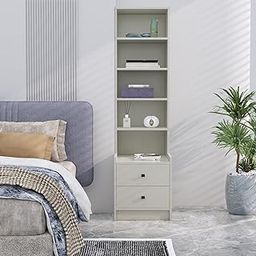 Bniture Bed Side Table with 2-Drawer, Nightstand, Metal Legs, Bedside Table for Bedrooms, Sofa Side for Living Room (Frosty White)-image-68