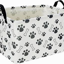 Sanjiaofen Rectangular Dog Basket,Dog Toy Bin,Dog Storage Basket Organizer.Waterproof PE Coating Puppy Storage Bin with Handles.Dog room decor,Dog Toys,Books,Kid's Gifts basket. (Dog Paw)-image-51
