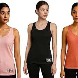 Women's Essential Tank Top Camisole, Pack of 3 (in, Alpha, Free Size, Regular, Baby Pink-Black-Coral)-image-49