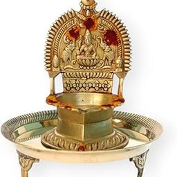 MYNAKSHA Brass Kamakshi Oil Lamp with Stand for Pooja | Kamakshi Devi Maa Oil Lamp with Stool | Kamakshi Vilakku with Stand for Gift (11.5cm x 11.5cm x 16cm)-image-39