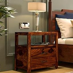 Wooden Bed Side Table | End Table for Bed Room | Solid Wood Side Table | Colour Finish - Honey Teak Finish |-31