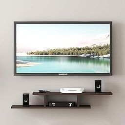 Engineered Wood TV Entertainment Unit Set Top Box Stand | TV Cabinet for Living Room with Wall Shelf Display Rack, Wall Mounted TV Unit - Ideal for Upto Size 43 to 55 inch tv (Brown)-17