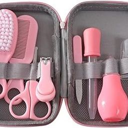 Smizzy 9 in 1 Baby Grooming Kit| for Delicate Baby Scalp and Tiny Nails |Travel Friendly Zip case | Infant Nail Clipper |New Born Nasal Aspirator| Combs| Thermometer | Brush |Girl Gift -Pink Color-image-72