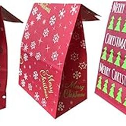 HEAVENGLOW 24 Pcs Xmas Kraft Paper Gift Bags Storage with Clips Stickers Candy Pouch-image-55