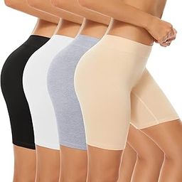 4 Pack Women's Cotton Underwear Boxer Shorts Anti Chafing Bike Shorts Boyshorts Panties-image-88