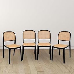 ITALICA Armless Chair for Home, Garden and Office Indoor/Outdoor Use | Stackable Chairs|Patio Chairs for Balcony|Polypropylene Chair/Seating for Home(5253, Set of 4, Black & Biscuit)-image-73