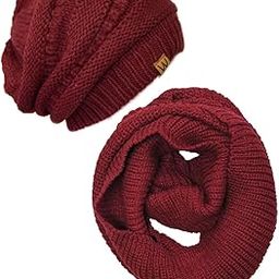 Winter Warm Knitted Infinity Scarf and Beanie Hat-image-52