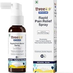 three60+ Rapid Pain Relief Spray | Fast Absorption & Long-Lasting Relief | Enriched with Erandmool, Shallaki, Wintergreen Oil & Nirgundi | Built with Advanced Nanotechnology (Pack of 1)-image-1
