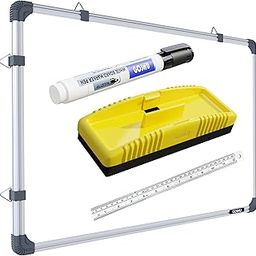 GOSHU Non Magnetic 3 feet x4 feet Double Sided Writing Board Whiteboard and Chalkboard White Side Marker Board and Chalk Board Includes Duster, Black Marker and Scale (3x4 feet, Pack of 4 Items)-image-99