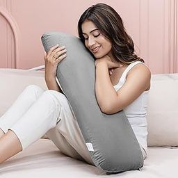MY ARMOR Memory Foam Half Body Side Pillow for Pregnancy & Hugging, Long Cuddle Pillow Suitable for Side Sleepers & Back Support - Velvet Cover - 30x10x5 Inches, Grey-20