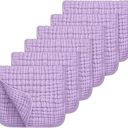 Muslin Burp Cloths 100% Cotton Muslin Cloths Large 20''x10'' Extra Soft and Absorbent 6 Pack Baby Burping Cloth for Boys and Girls by Looxii(Purple)-image-32