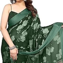 Women's Chiffon Floral Printed Saree with Blouse Piece-image-11