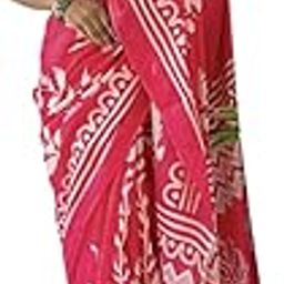 Mullsutra Pink and white Ethnic Motifs Pure Cotton Block Print Saree-image-1