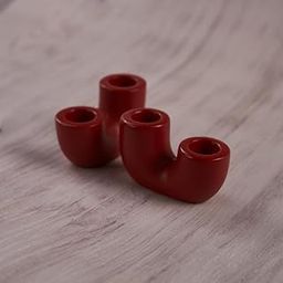 Ceramic Curve Candle Holder Set of 2 – Elegant Red Accent for Your Home Décor | Candle Holder for Home Decor (10 x 5 x 3 cm) (Ruby Red)-21
