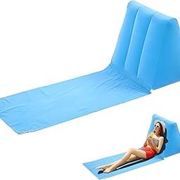 VPGS Beach Reclining Lounger Sun Lounger Portable Leisure Inflatable Beach Mat Foldable Waterproof Flocking Back-Rest for Indoor Outdoor Home Camping-image-36