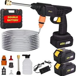 Pivalo 48V Double Battery Cordless High Pressure Washer with Adjustable 3 in 1 Nozzle, 5M Hose Pipe & Foam Cannon Portable Water Sprayer Gun Machine for Car Washing & Bike Cleaning (Black & Yellow)-10