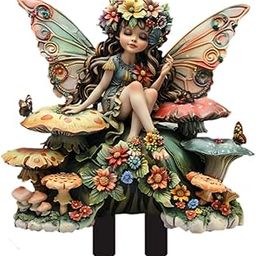 UJEAVETTE Fairy Figurines Stake Decor Mushroom Shape Ornament for Lawn Yard Home Patio-image-46