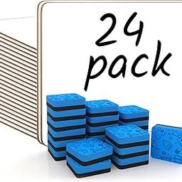 Scribbledo 24 Small White Board Dry Erase Boards Classroom Pack Mini White Boards 9" x12” Double Sided Personal Whiteboards for Students Teachers School Supplies Lapboards 24 Mini Erasers Incl-picture-14