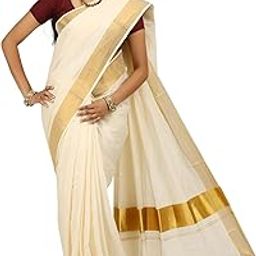 MAT Kuthampully Kerela Onam Wear Kasavu Kattikara Floura Jari Woven Cotton Set Mundu Saree For Women | With Blouse 6.25 Meters-picture-24