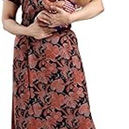 Fambe Women's Alipne Cotton Pre and Post Pregnancy Nursing Nighty-image-29