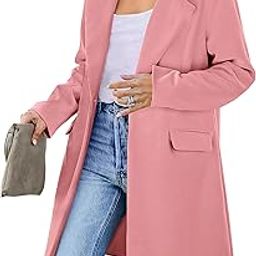 Women's 2025 Spring Fall Long Blazer Jackets Long Sleeve Lapel Pockets Loose Fit Work Casual Blazers Outerwear-image-41