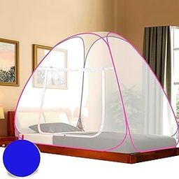 GENVEDA's Classic and Premium Mosquito Net for Queen Size Single Bed | Strong and Durable | Foldable and Compact in Room and Tent Type Design for Trip | 6.5x6.5 Feet Premium Single Bed (Pink)-image-68