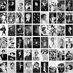 Craft Qila 54 Peel-N-Stick BTS Black and White Wall Collage Kit | BTS K-pop Aesthetic Photo Collage | Army K-pop Pictures Room D?cor-image-73