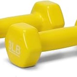 Amazon Basics Vinyl Coated Dumbbell for Gym Exercises, Set of 2, 1.4 Kg, Yellow-32