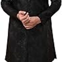 Mens Kurta Sherwani Trouser Set Silk Blend Jacquard, Indo-Western Ethnic Wear for Men, Black-image-46