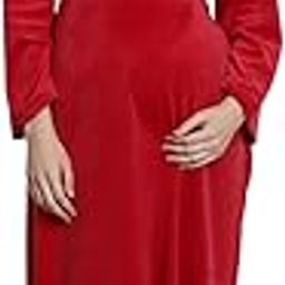 Velvet Maternity Nighty/Full Length/Full Sleeve/Pocket/Feeding/Nursing/Zipper-image-43