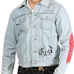 Men Regular Fit Black Printed Denim Jeans Jacket - Style Code KGDJKT-402001-picture-4